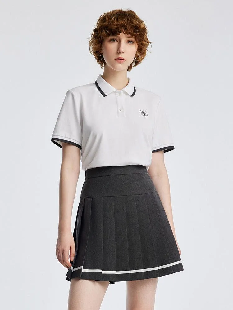 College Style Suit Shirt And Mini Pleated Skirt