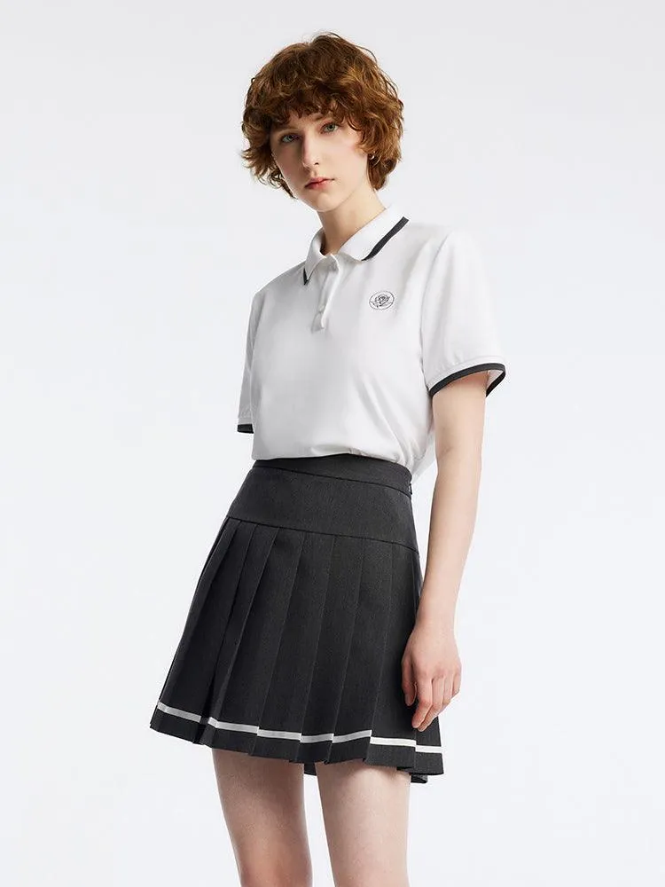 College Style Suit Shirt And Mini Pleated Skirt