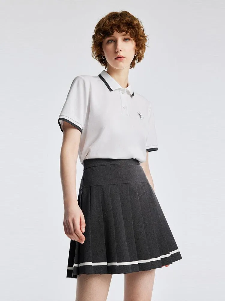 College Style Suit Shirt And Mini Pleated Skirt