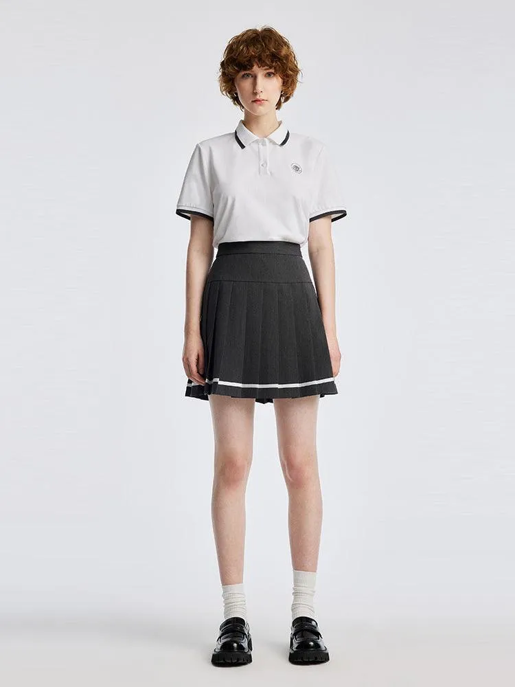 College Style Suit Shirt And Mini Pleated Skirt