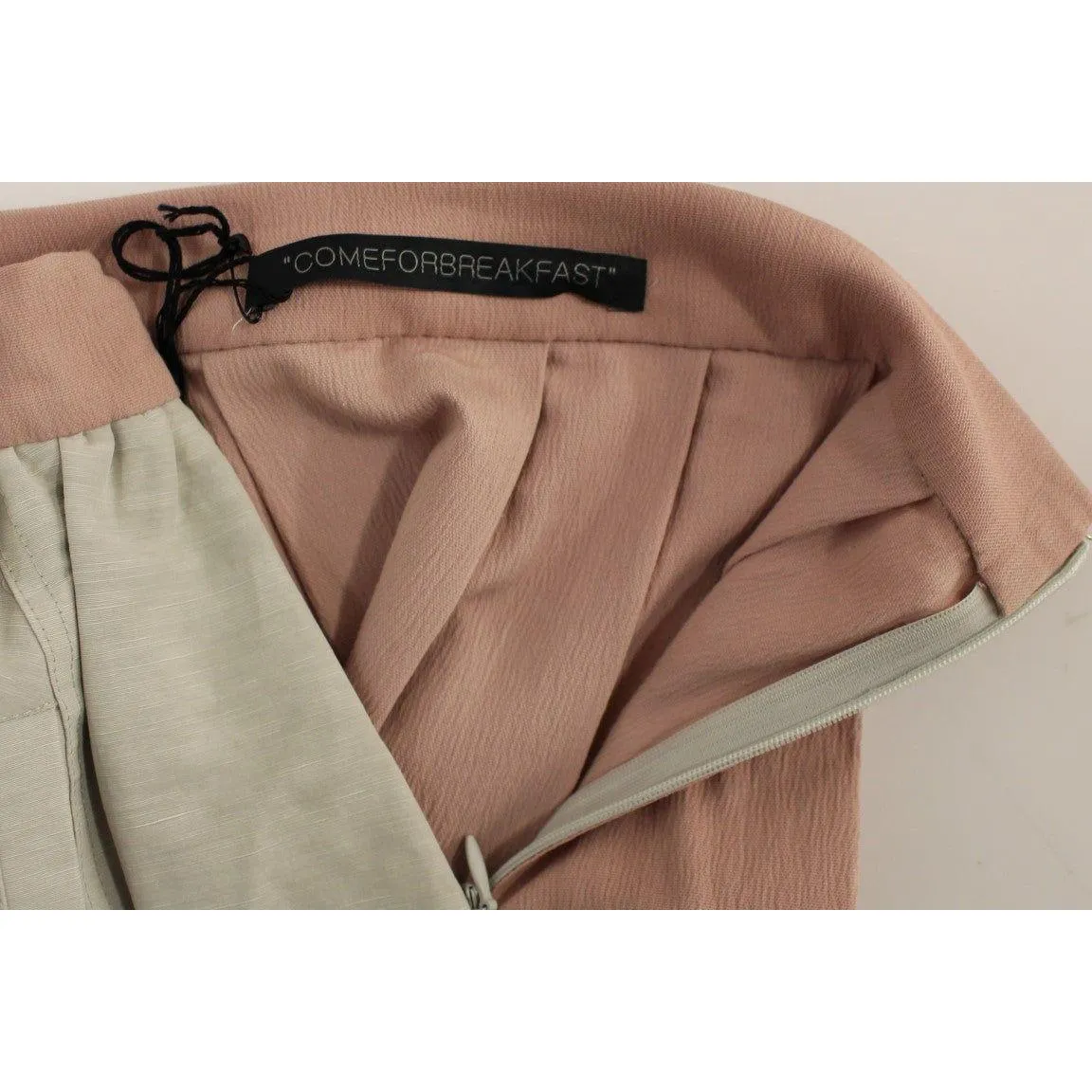 Comeforbreakfast Elegant Pleated Knee-length Skirt in Pink and Gray