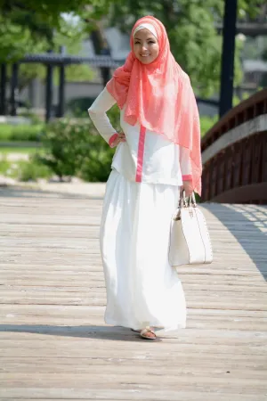 Cream Pleated Maxi Skirt