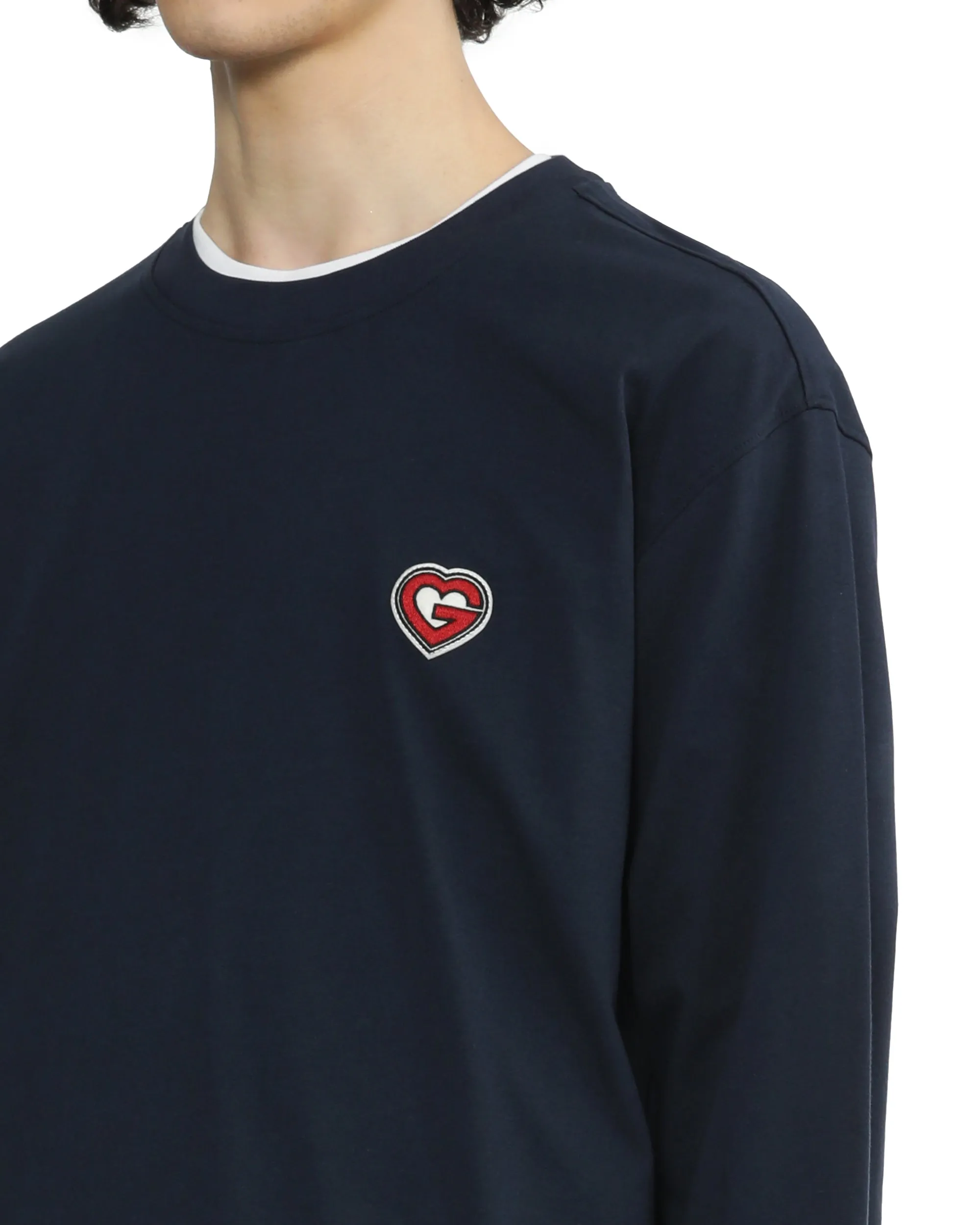 Crew Neck G-heart Patch Long Sleeve T-shirt