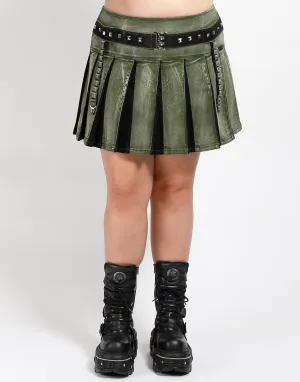 CURVE PEACE PLEATED SKIRT ARMY