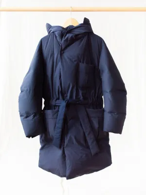 Down Robe Hooded Coat - Navy