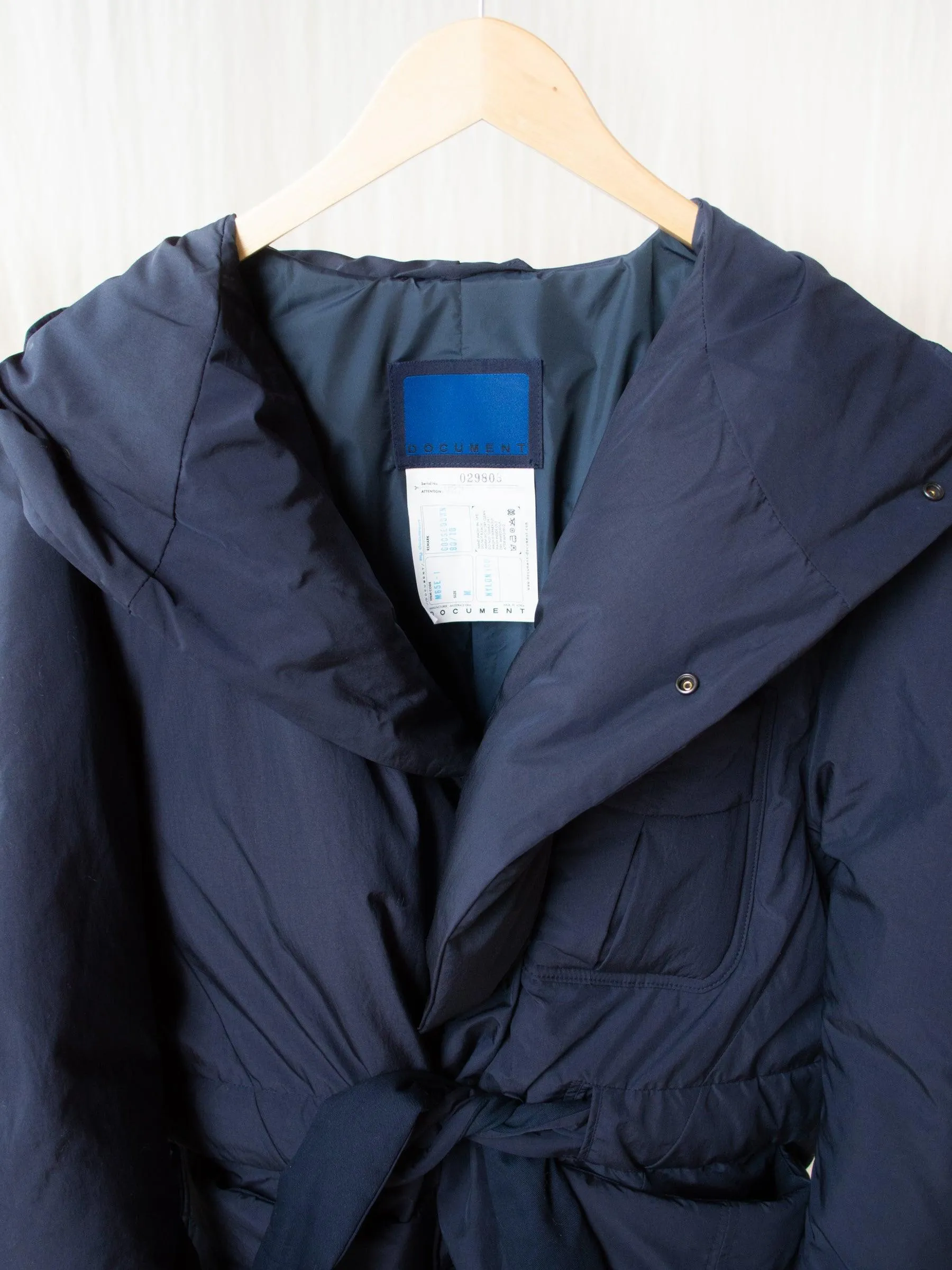 Down Robe Hooded Coat - Navy