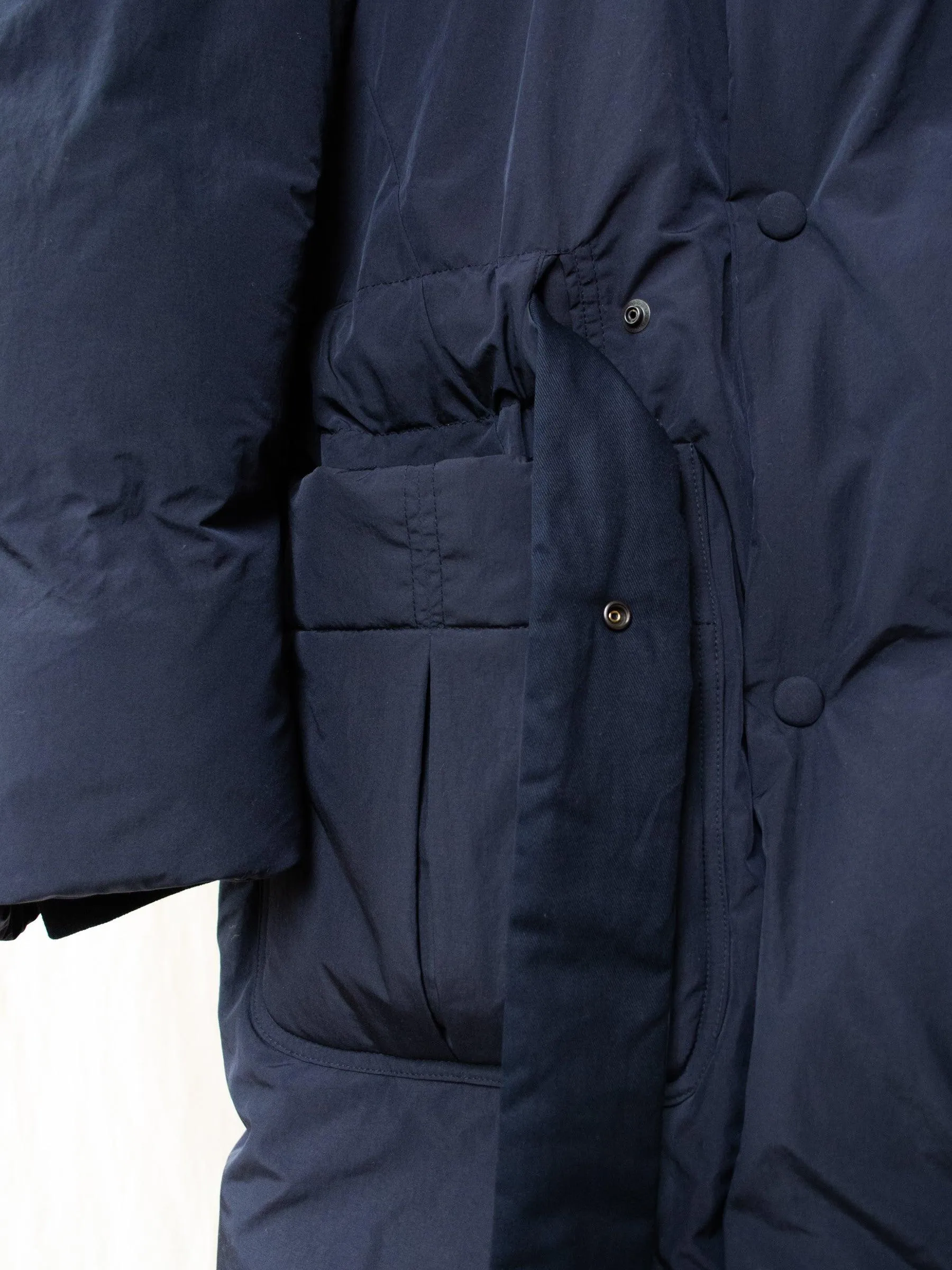 Down Robe Hooded Coat - Navy