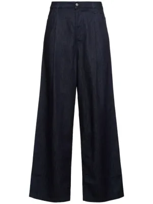 Dries Van Noten   Penning pleated cotton loose fit jeans 