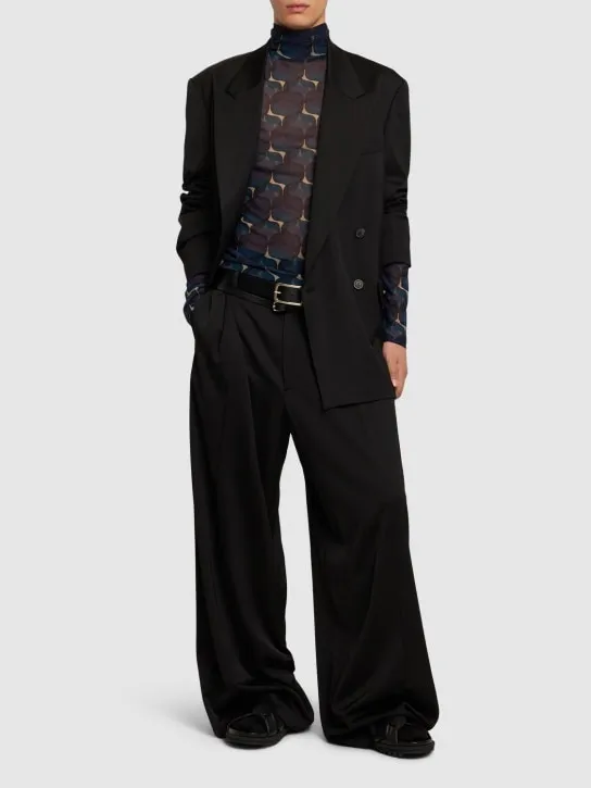 Dries Van Noten   Piers pleated wool blend wide pants 