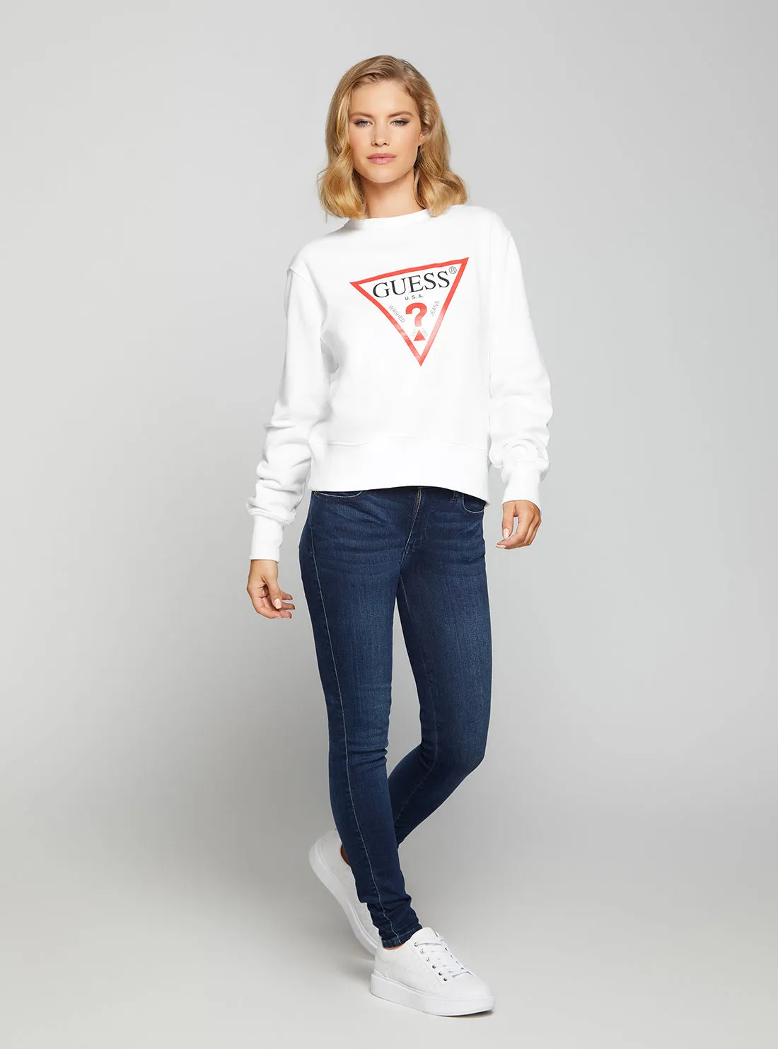 Eco White Original Fleece Logo Jumper