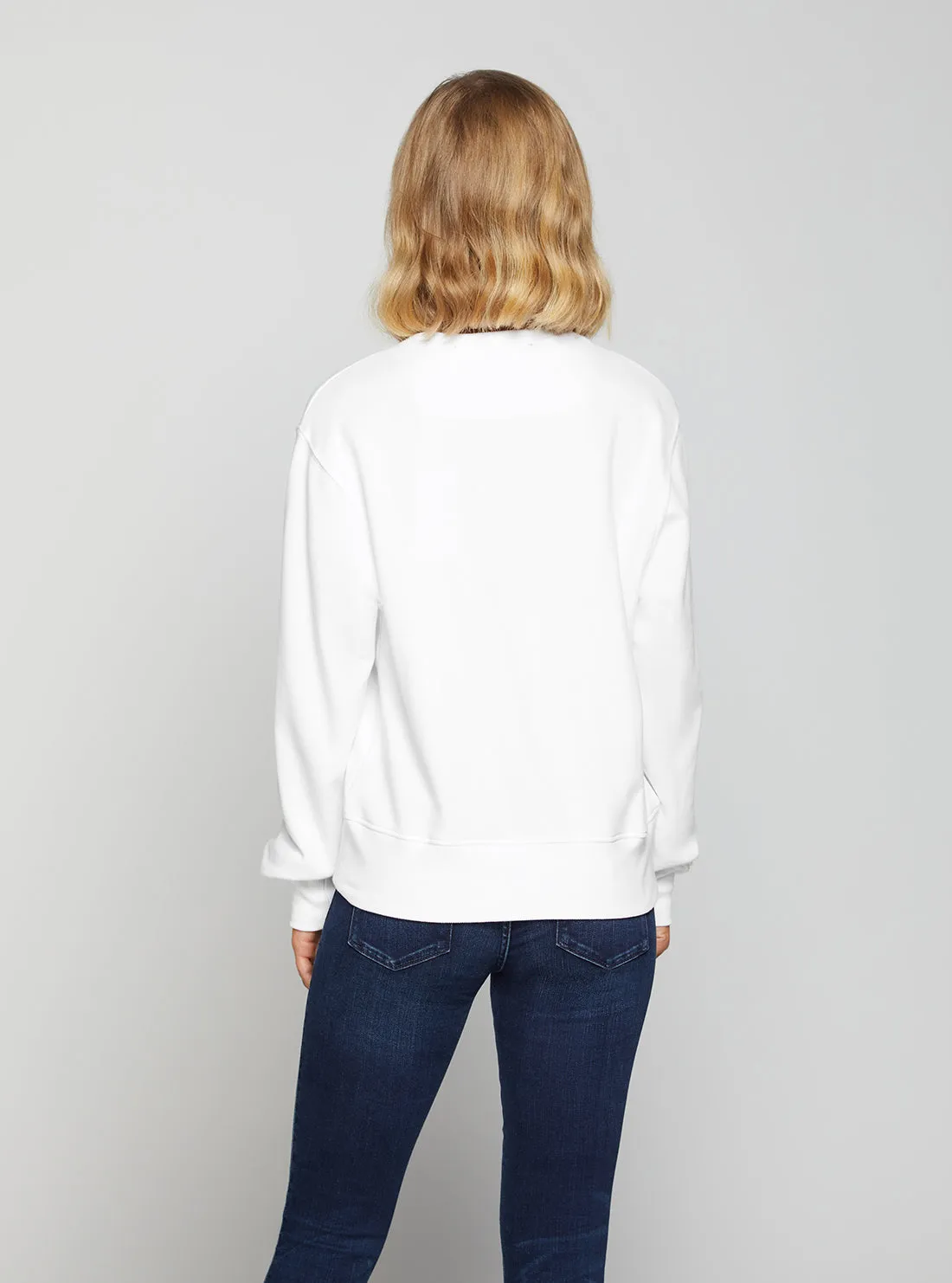 Eco White Original Fleece Logo Jumper