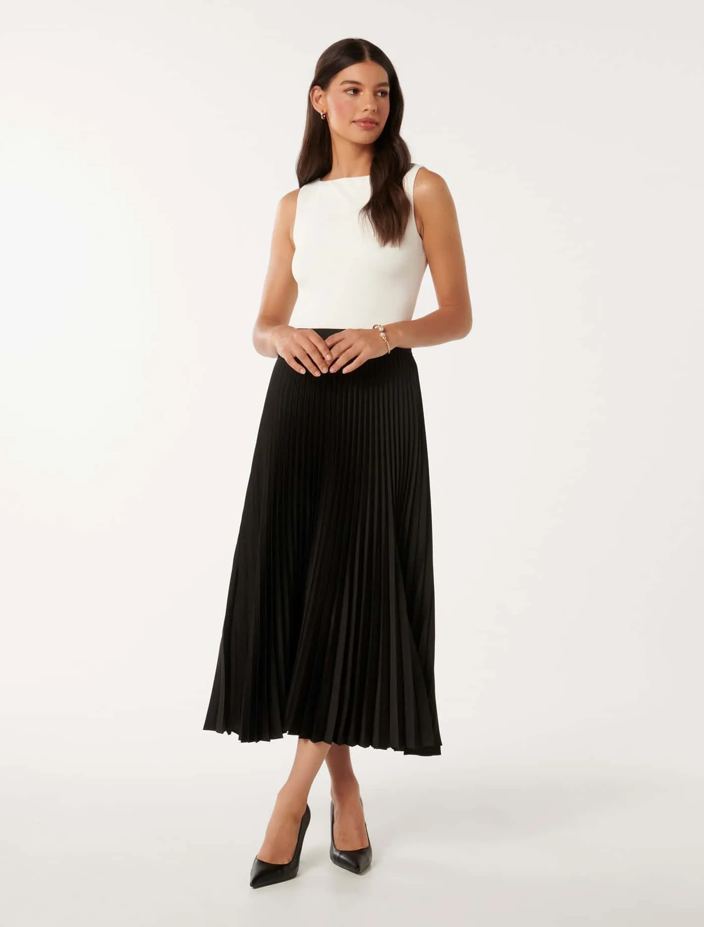 Estelle Satin Pleated Maxi Skirt