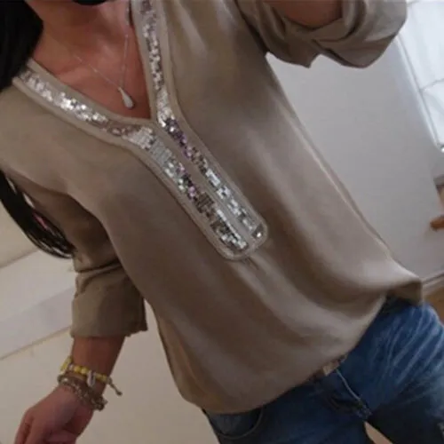 Fashion Women Long Sleeve Loose Blouse