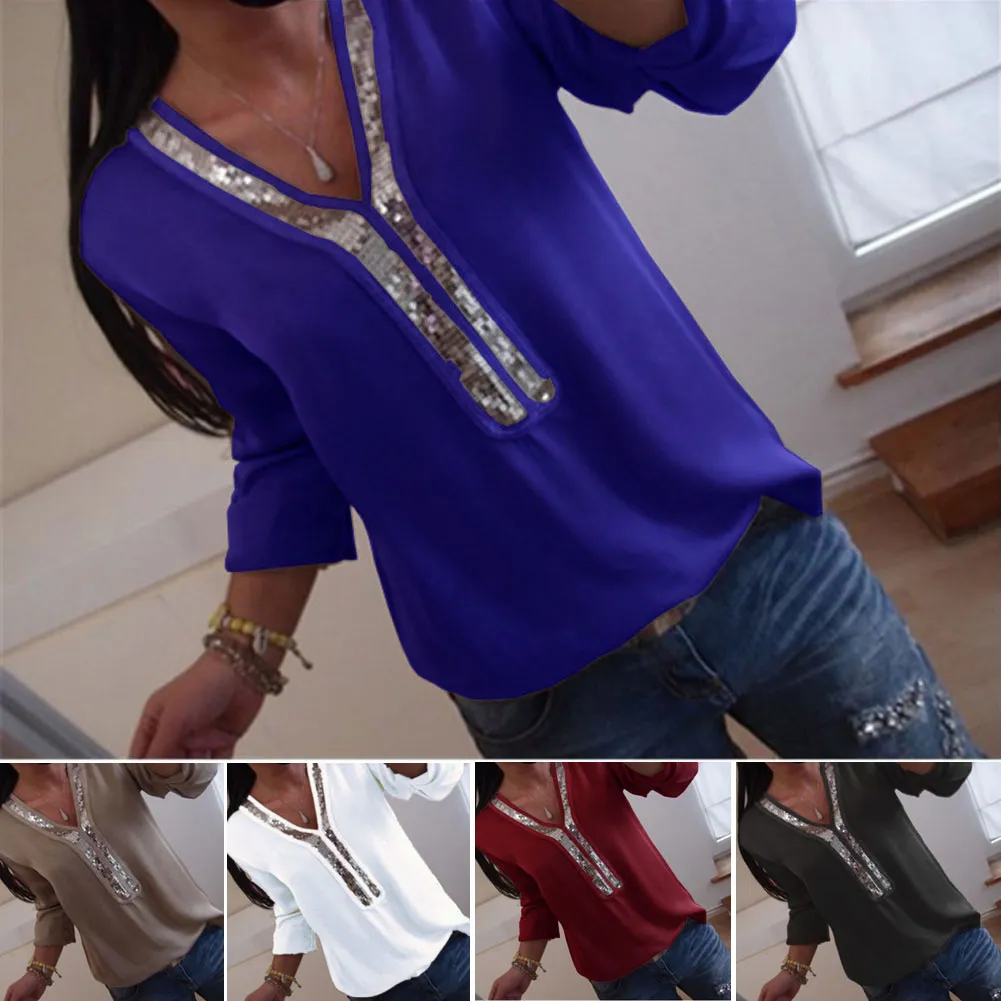 Fashion Women Long Sleeve Loose Blouse