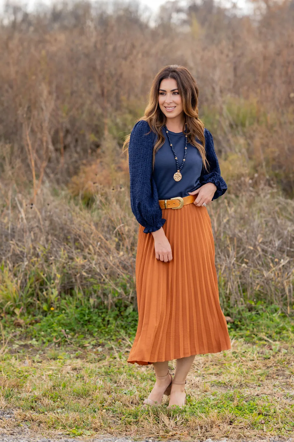 Flirty Pleated Midi Skirt