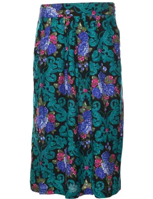 Floral Pattern Pleated Skirt - XS