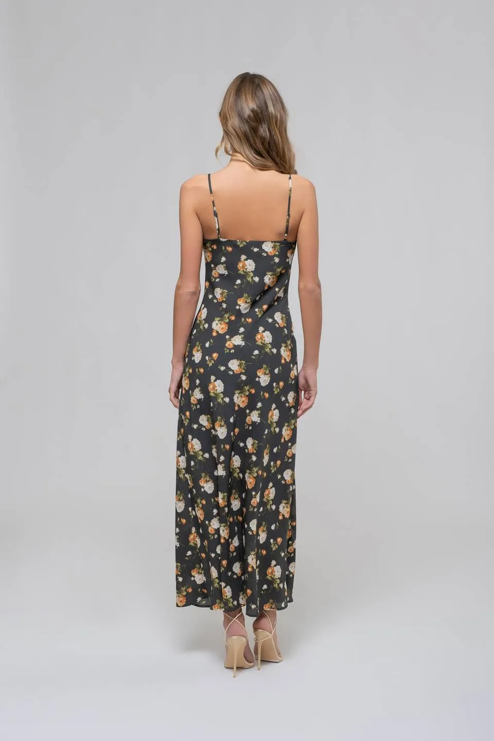 FLORAL SWEETHEART NECK CAMI MIDI DRESS