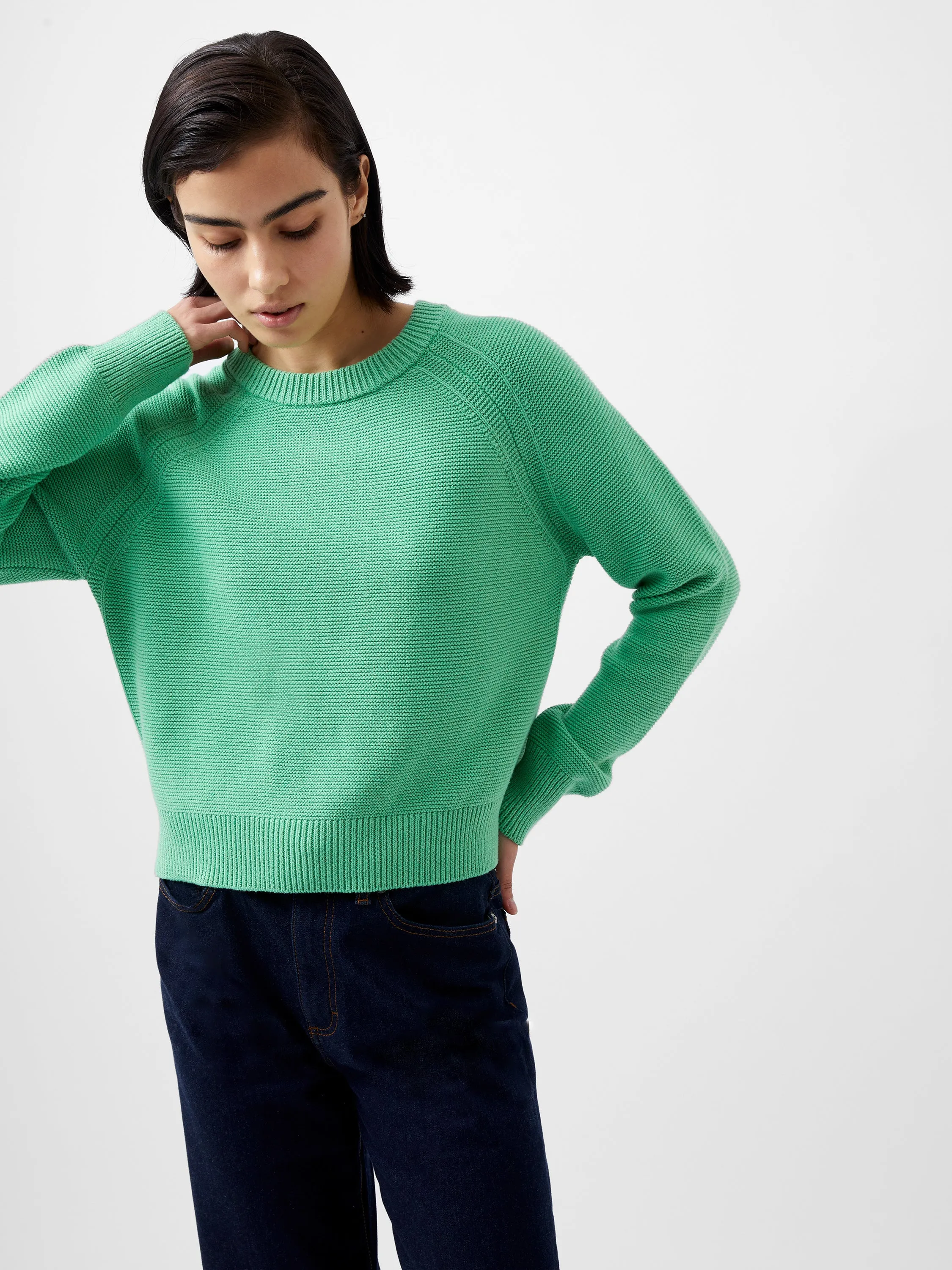 French Connection Lily Mozart Crew Neck Jumper-Minted Green-78XFE