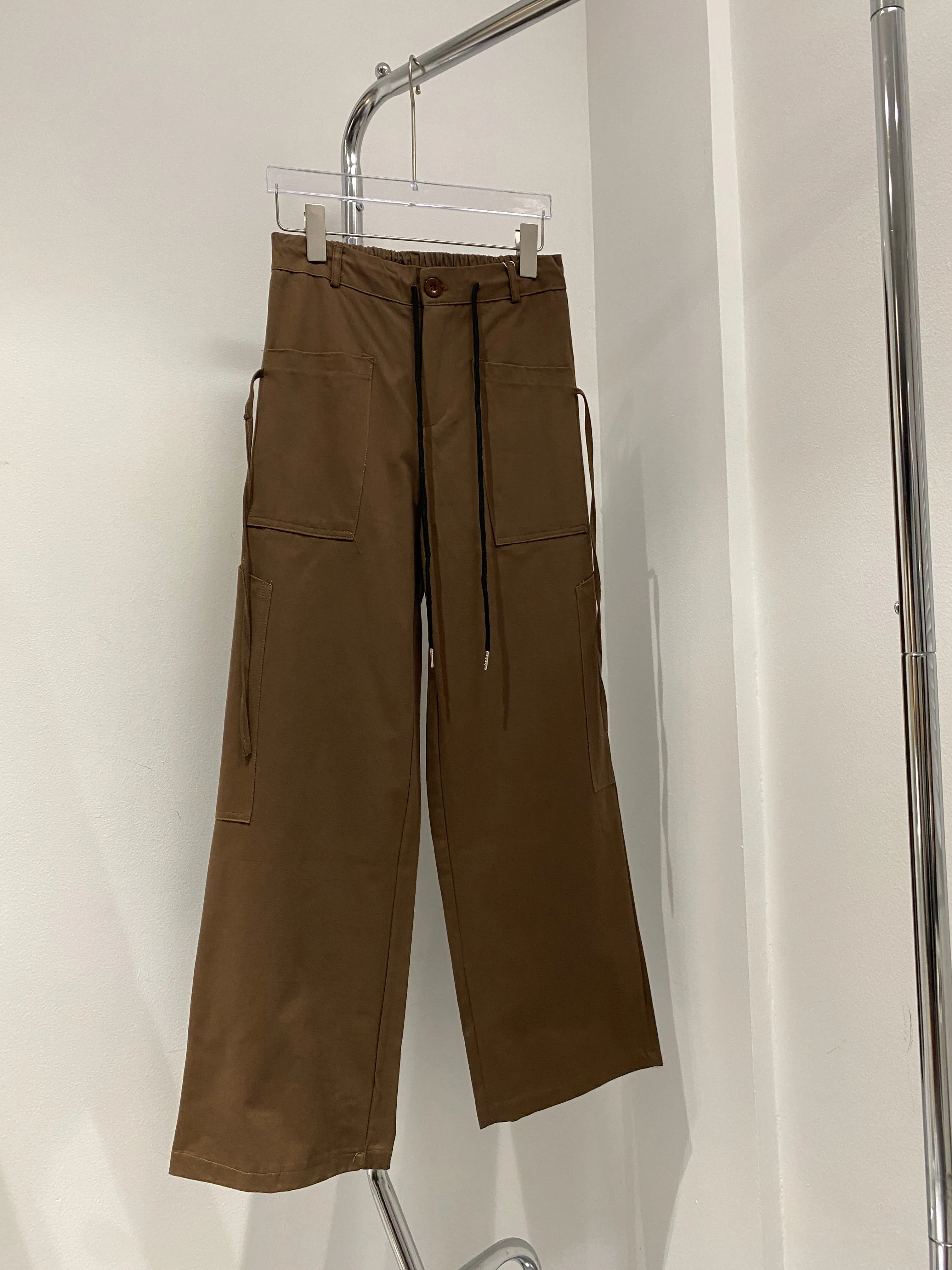 Front Pocket Wide Leg Trousers - Chocolate