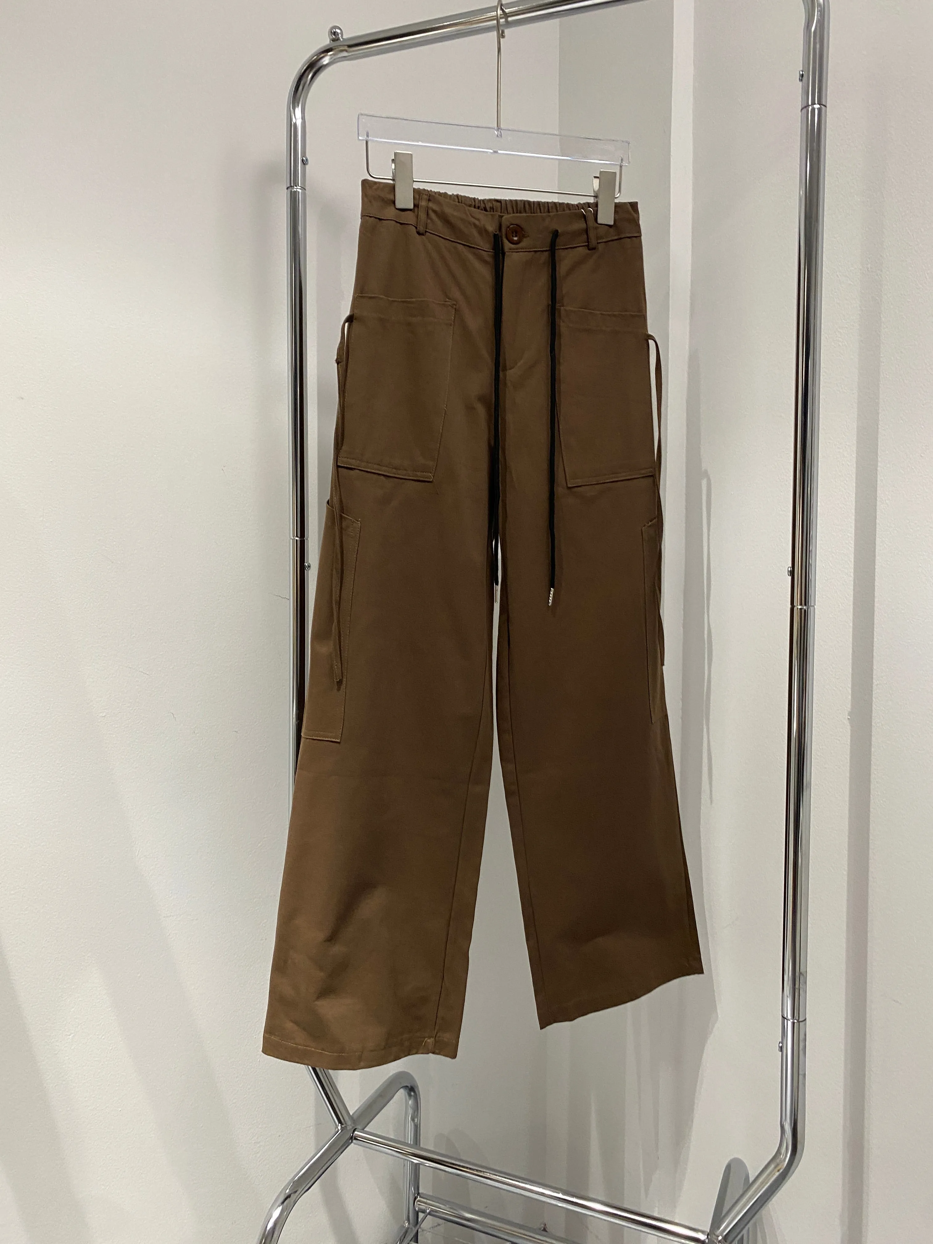 Front Pocket Wide Leg Trousers - Chocolate