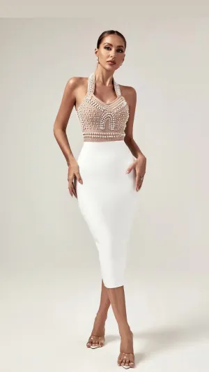 Gina Nude & Ivory premium bandage dress