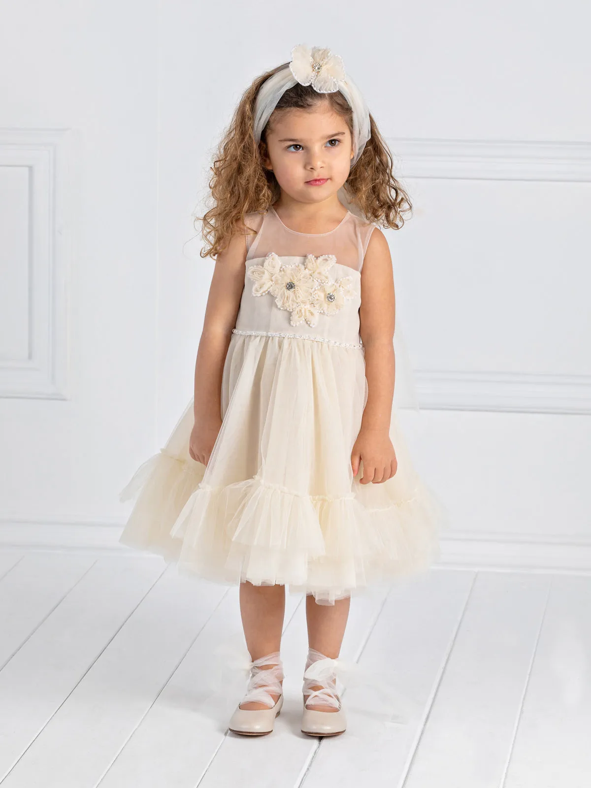 Girl's baptism tulle dress - BRIGHT