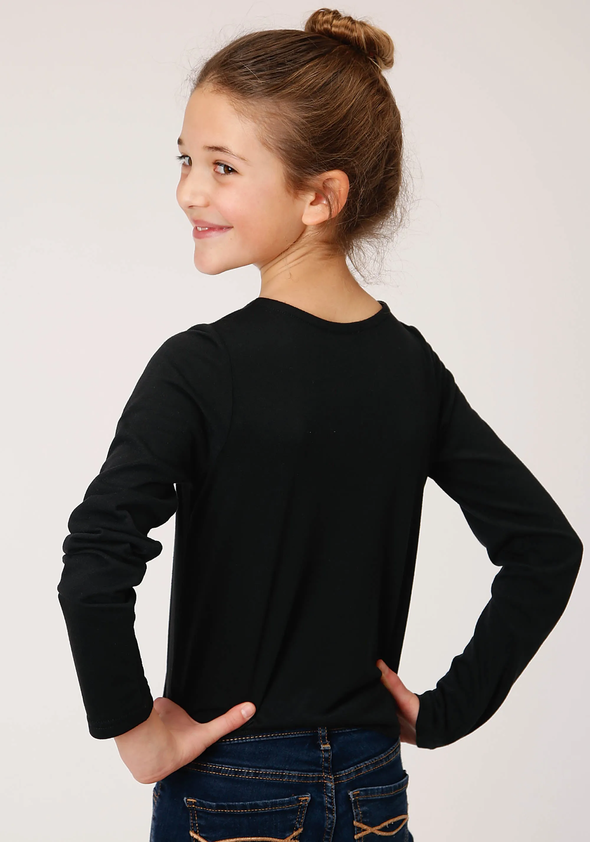 GIRLS LONG SLEEVE KNIT POLY RAYON JERSEY LONG SLEEVE  T T-SHIRT