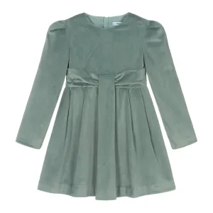 Green Jade Velvet Bow Dress