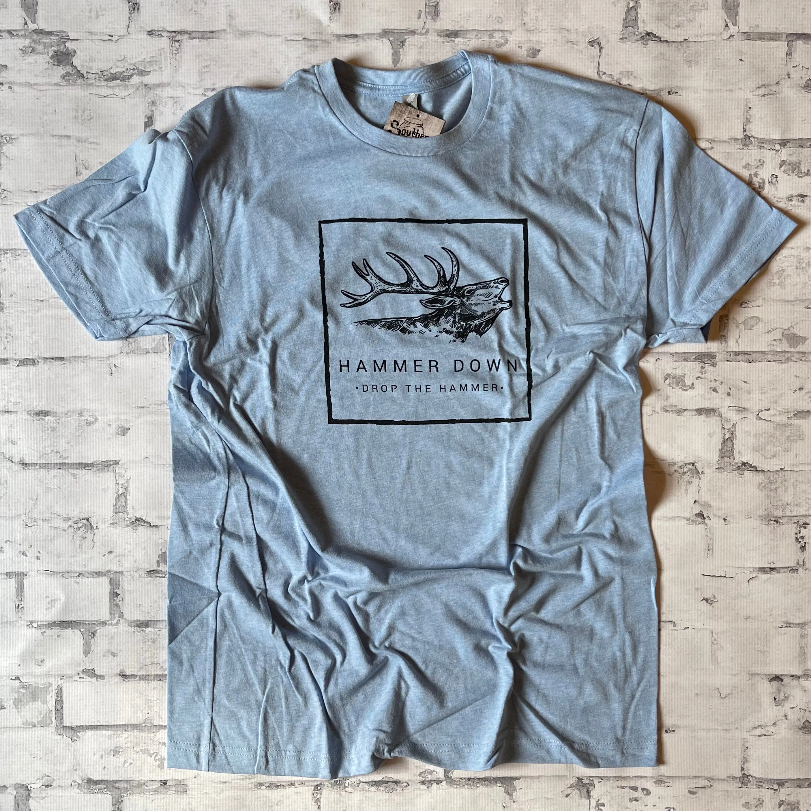 Hammer Down "Elk Bugle" Short Sleeve T-shirt - Stonewash Denim