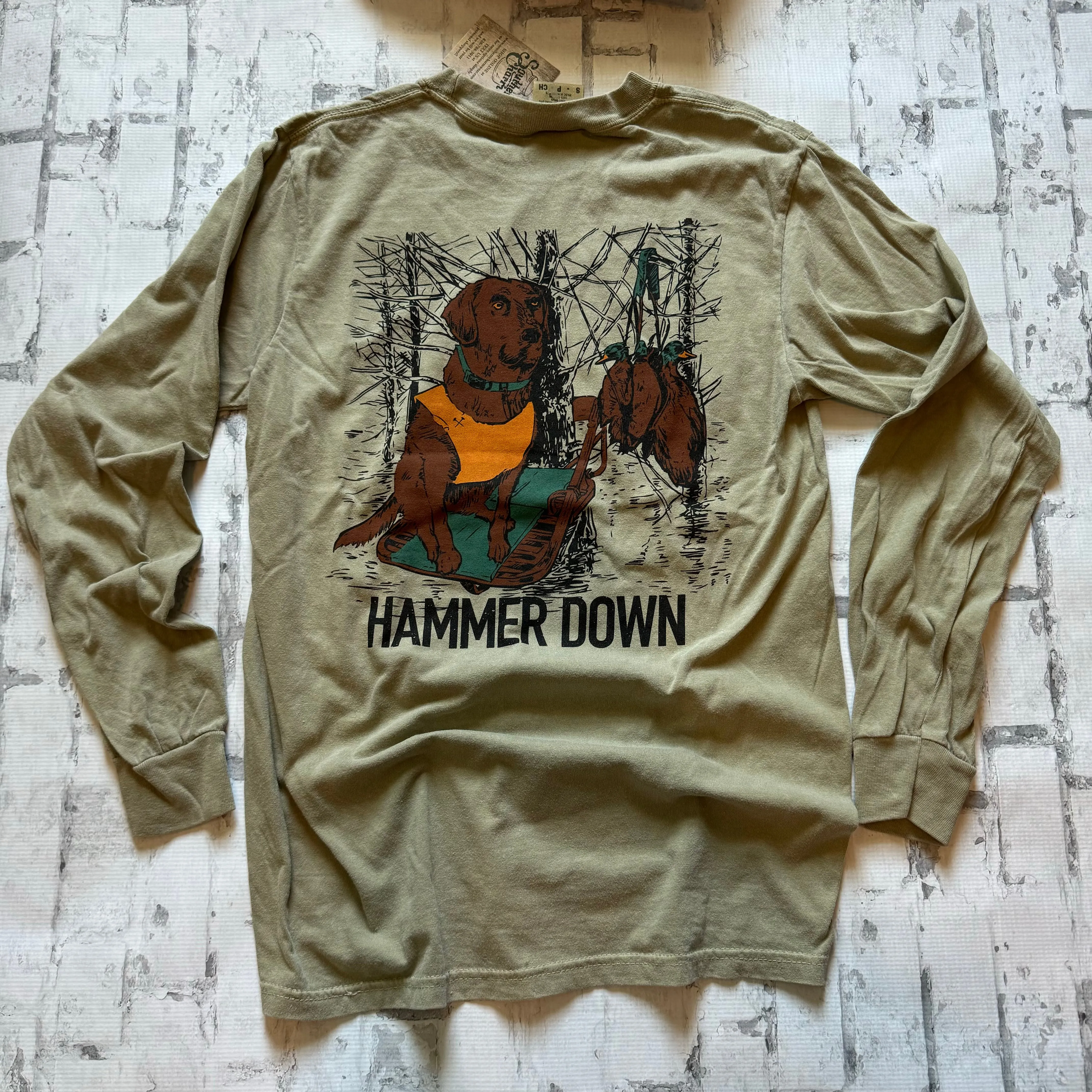 Hammer Down "Hunting Dog" Long Sleeve T-shirt - Sage