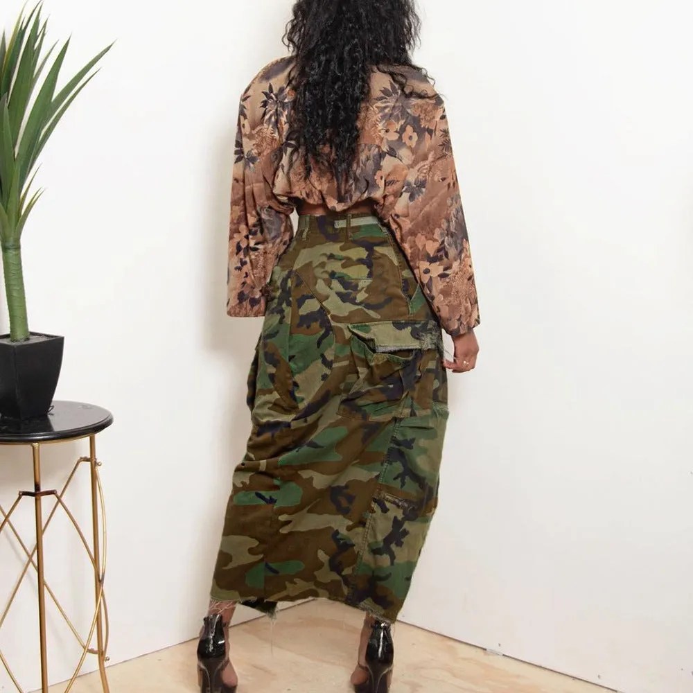 High Split Camo Skirt with Pockets - Culture Heaven Special