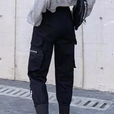 High Waist Cargo Pants With Lettering