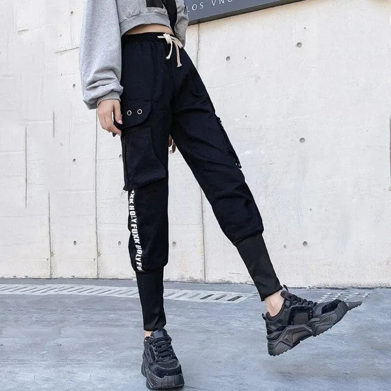 High Waist Cargo Pants With Lettering