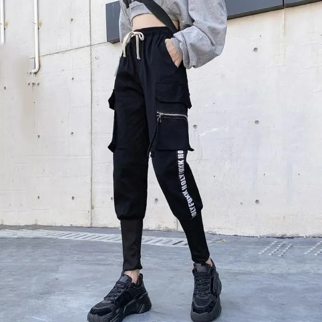 High Waist Cargo Pants With Lettering