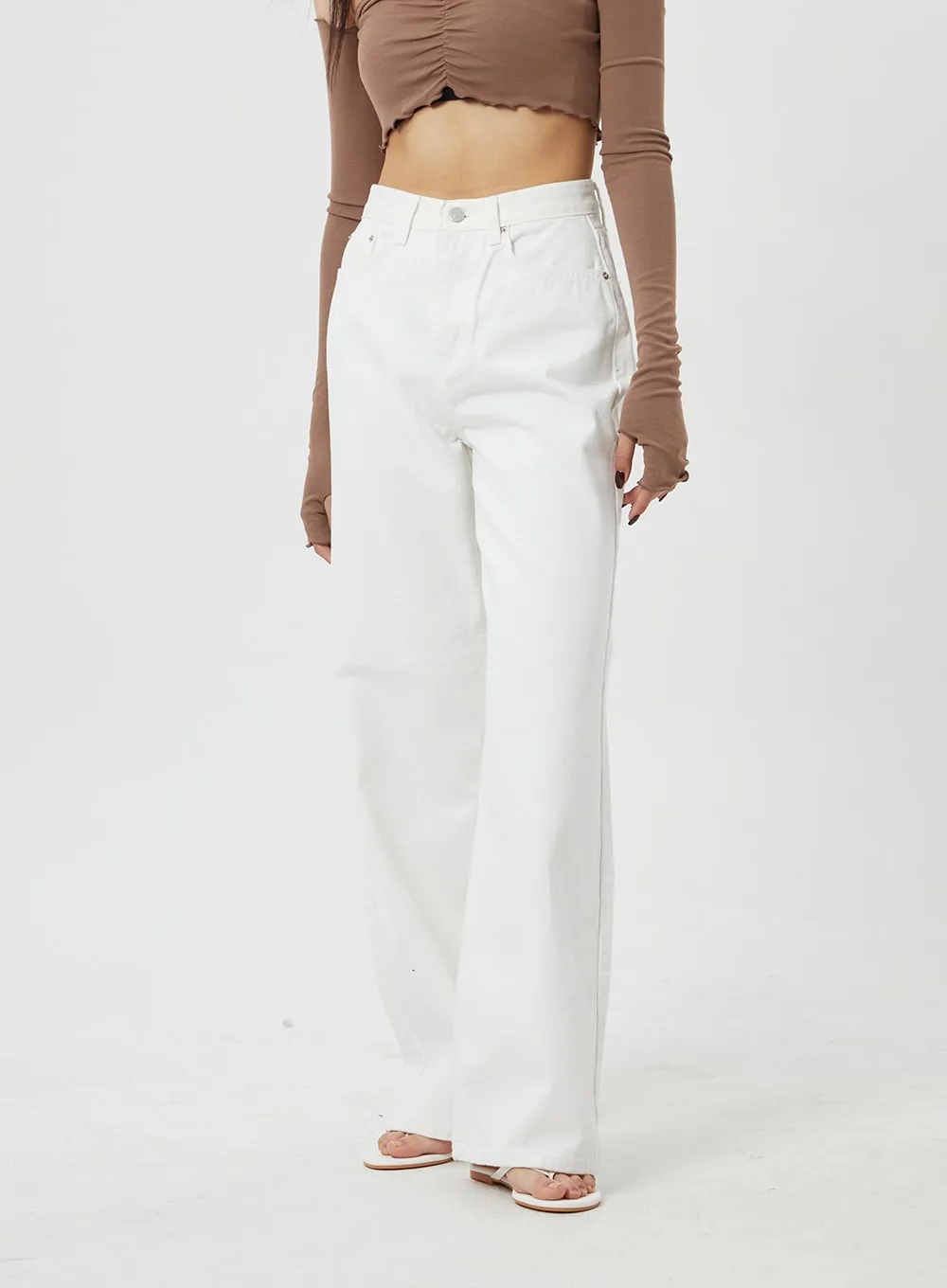 High Waist White Pants BF323