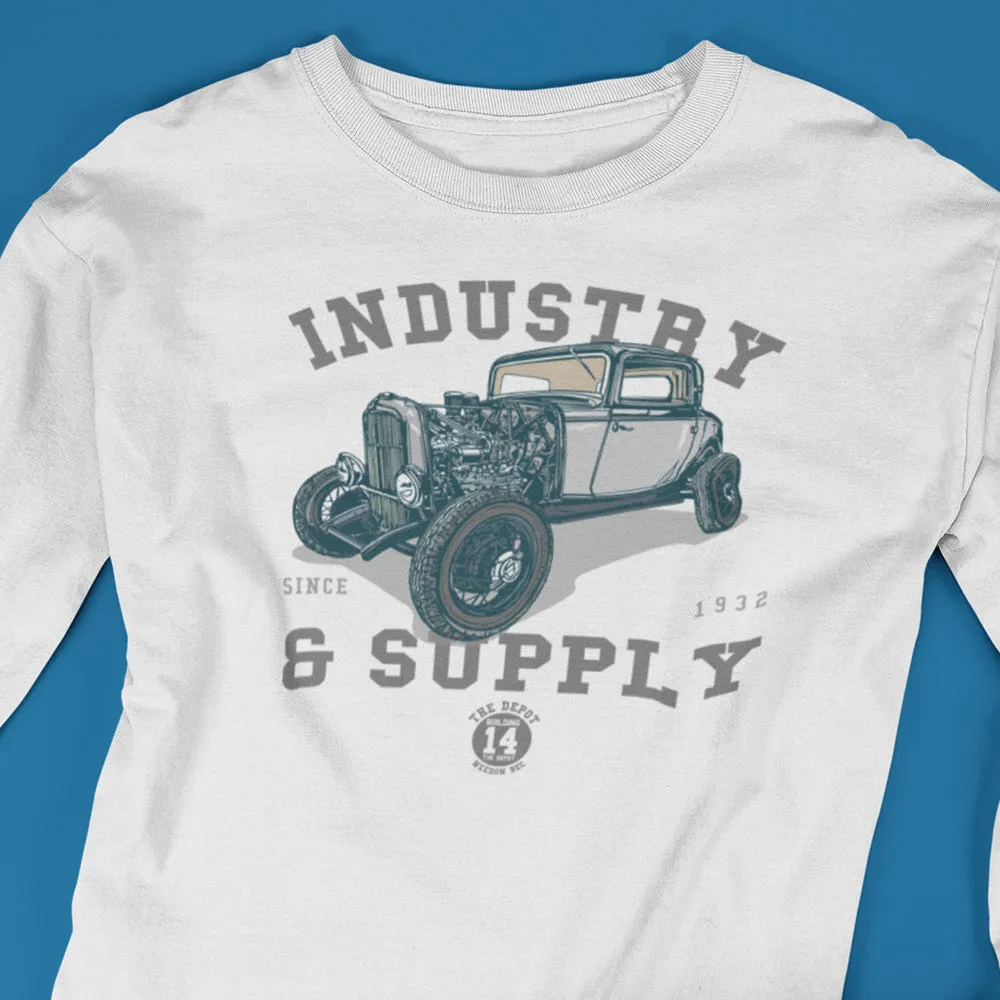 INDUSTRY & SUPPLY CAR LONG SLEEVE T-SHIRT