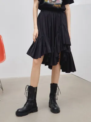 Irregular Hem Pleated Skirt