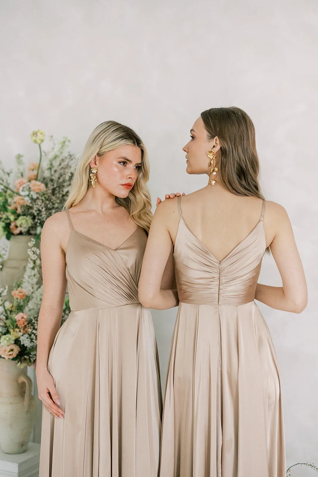 Isla Bridesmaid Dress In Champagne Satin