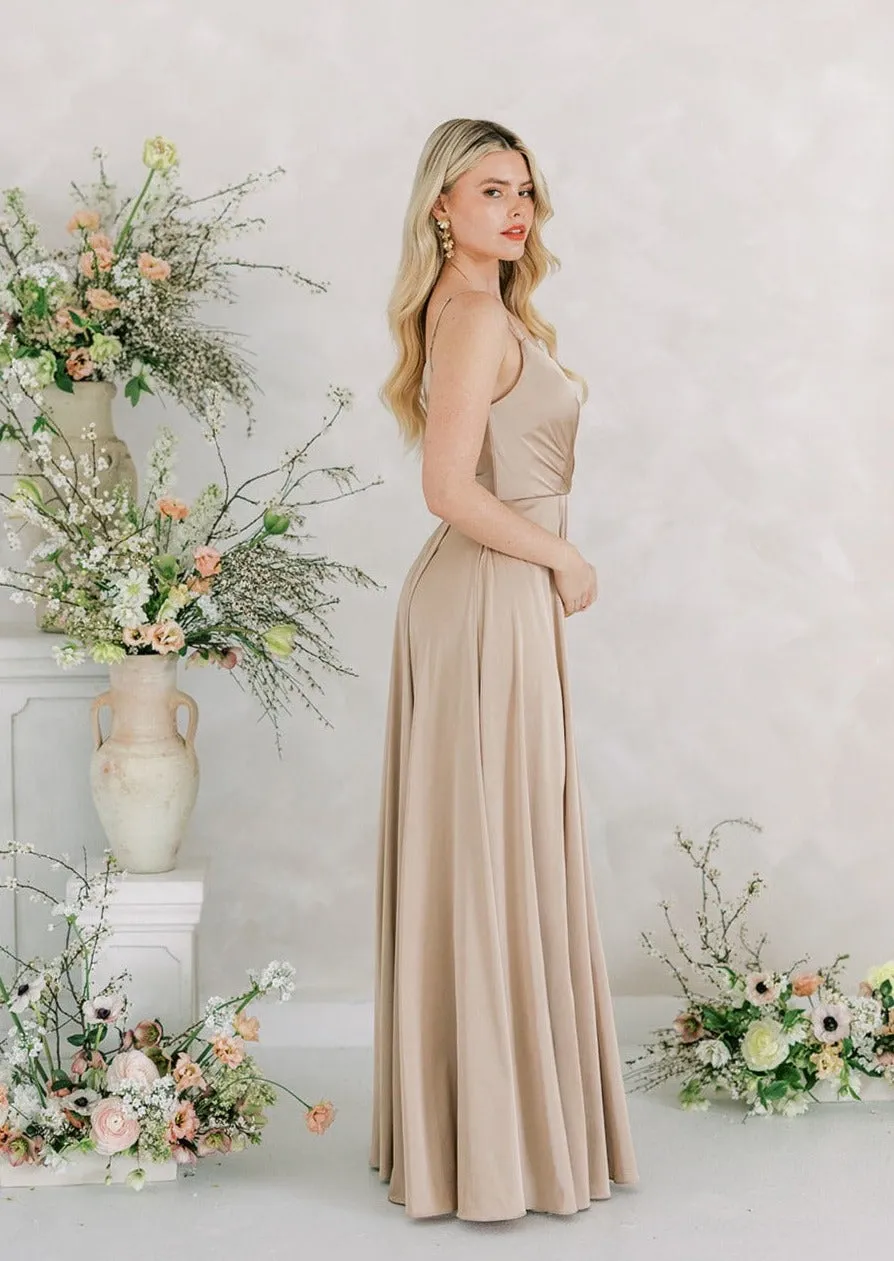 Isla Bridesmaid Dress In Champagne Satin