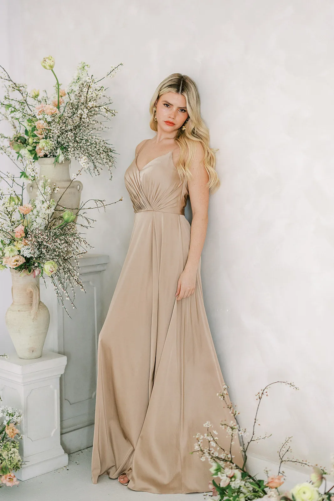 Isla Bridesmaid Dress In Champagne Satin