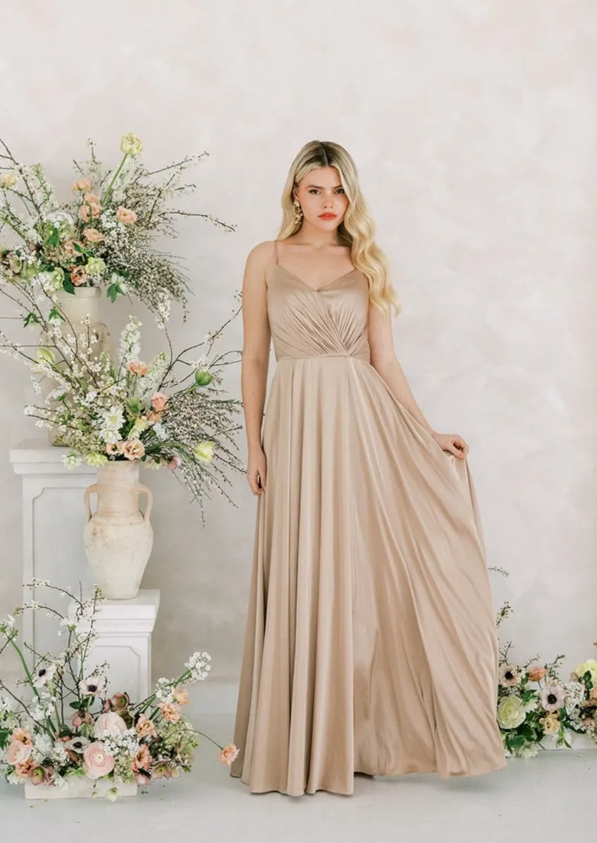 Isla Bridesmaid Dress In Champagne Satin