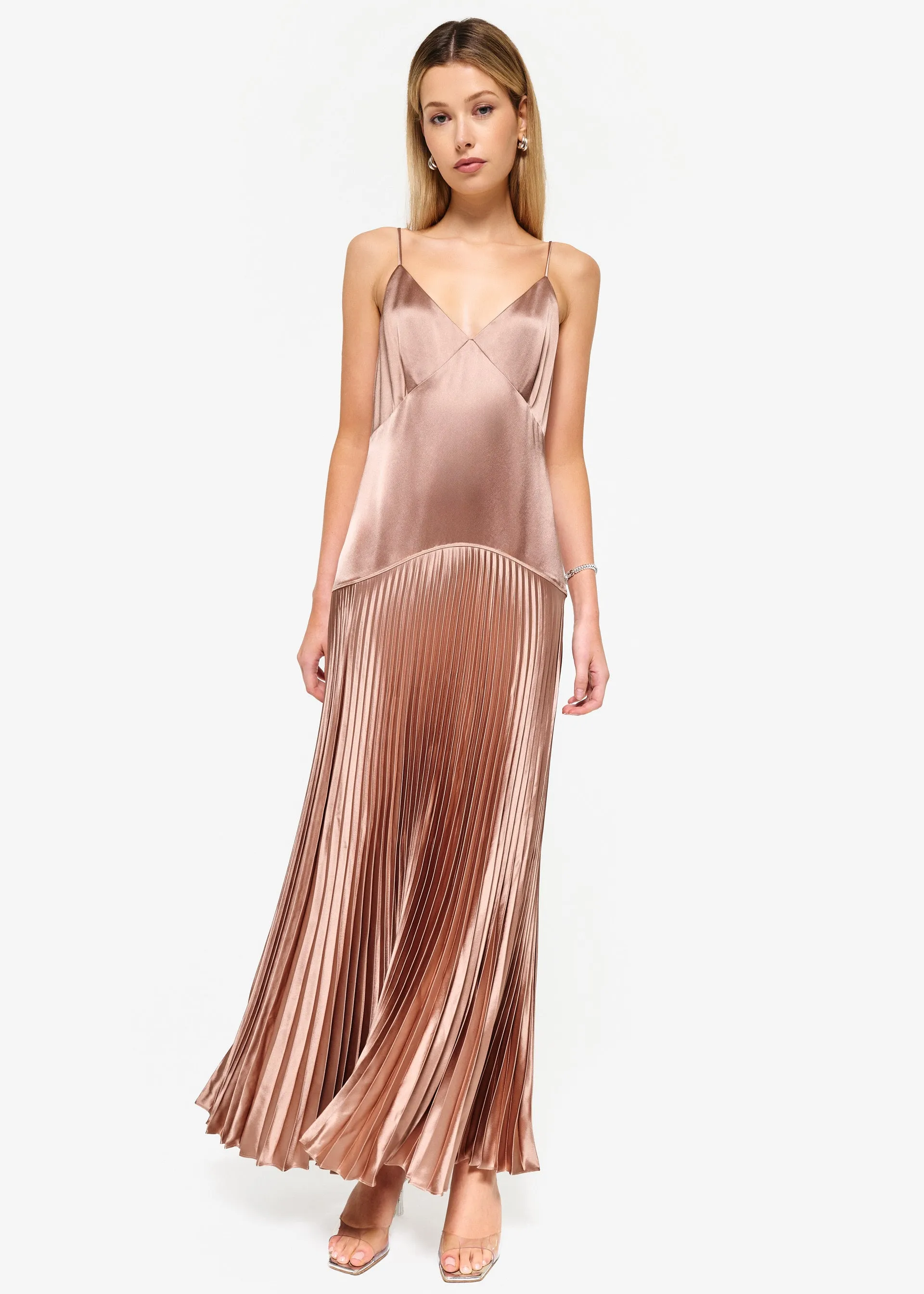 Jennelyn Pleated Gown Mink