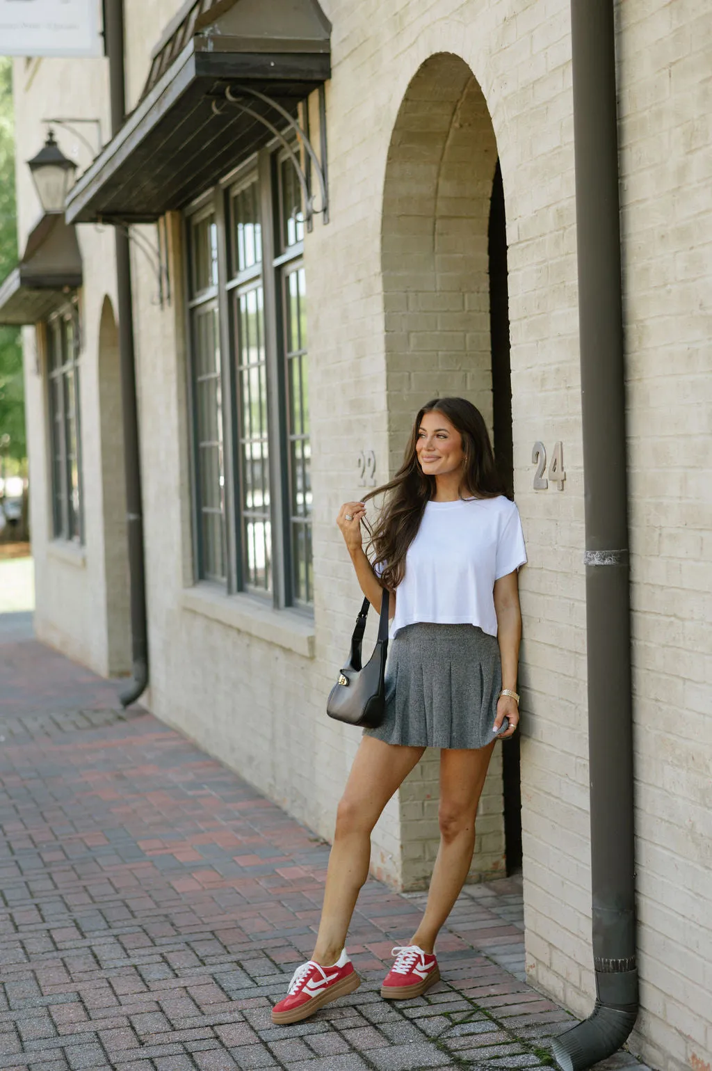 Knit Panel Skirt-Grey