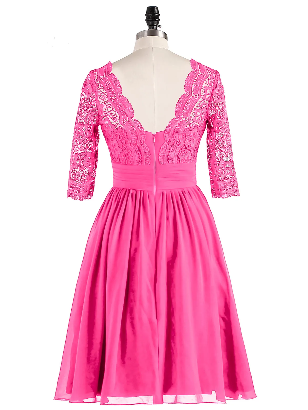 Lace and Chiffon Short Dress with Half Sleeves Azalea