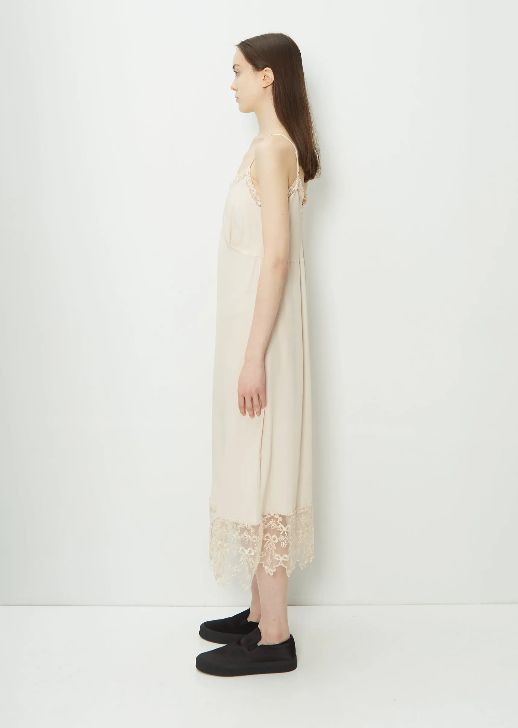 Lace Trim Slip Dress — Nude