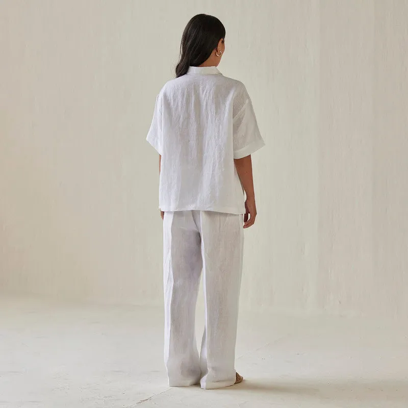 Linen Pant For Women | High Waist | White