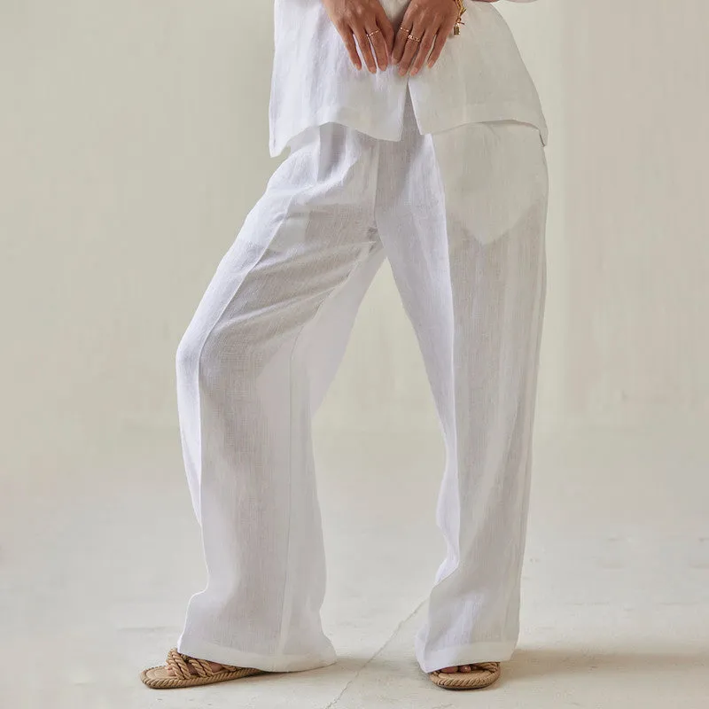 Linen Pant For Women | High Waist | White