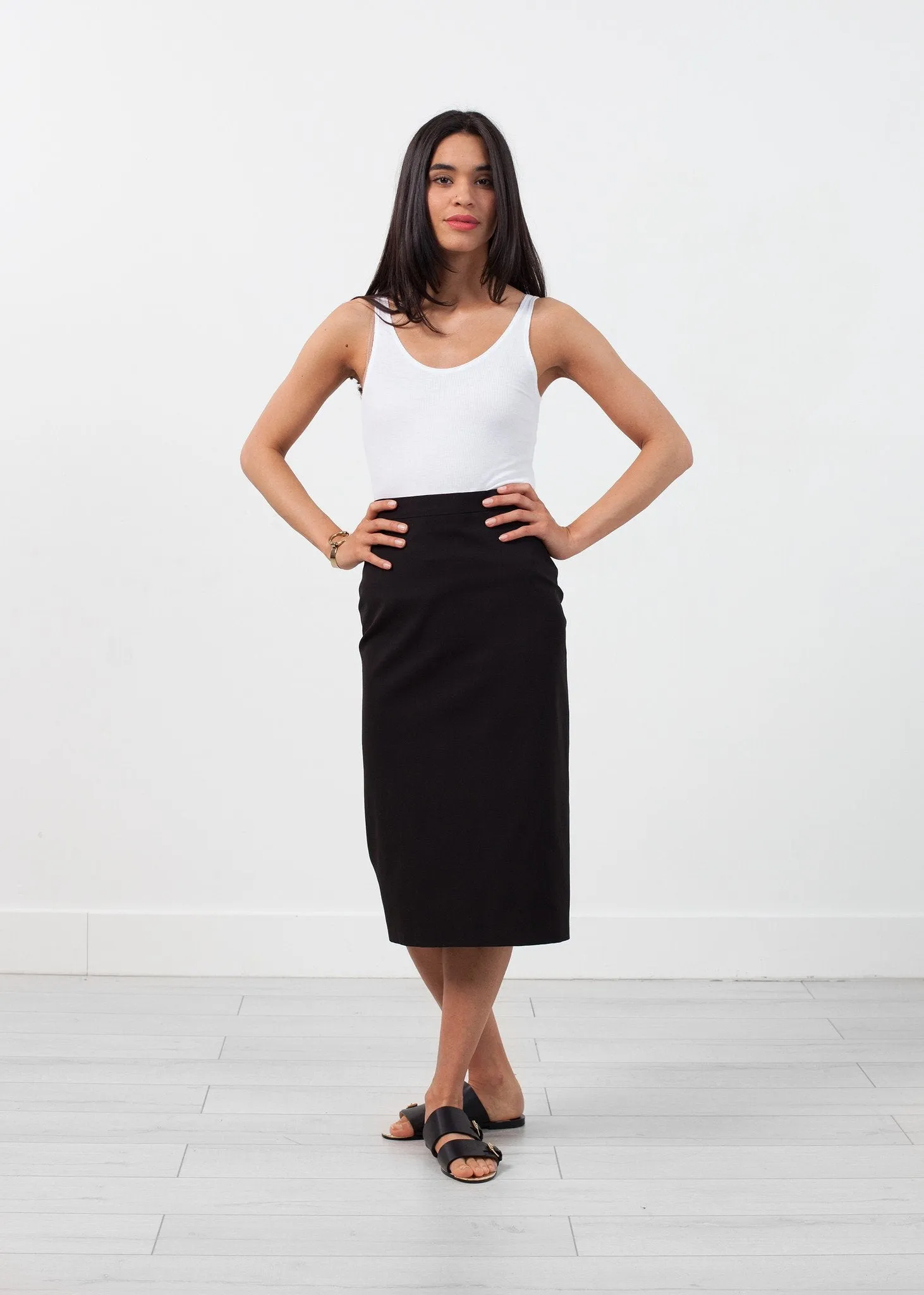 Long Pencil Skirt in Black