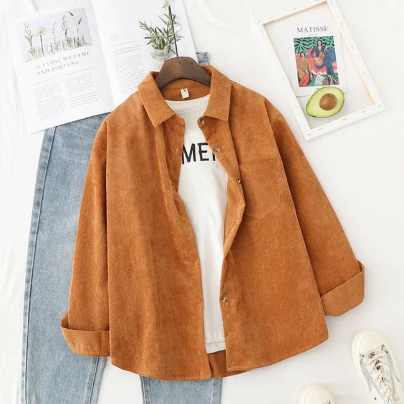 Long Sleeve Corduroy Blouse