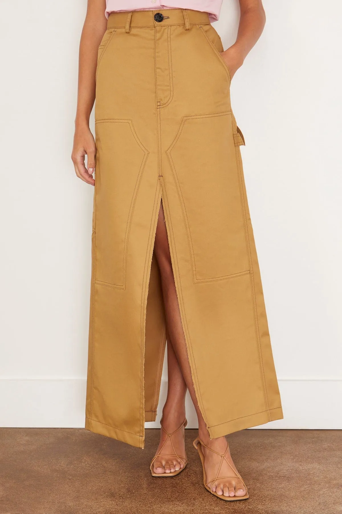 Long Workwear Skirt in Camel